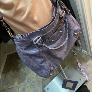 Lavender lambskin purse.